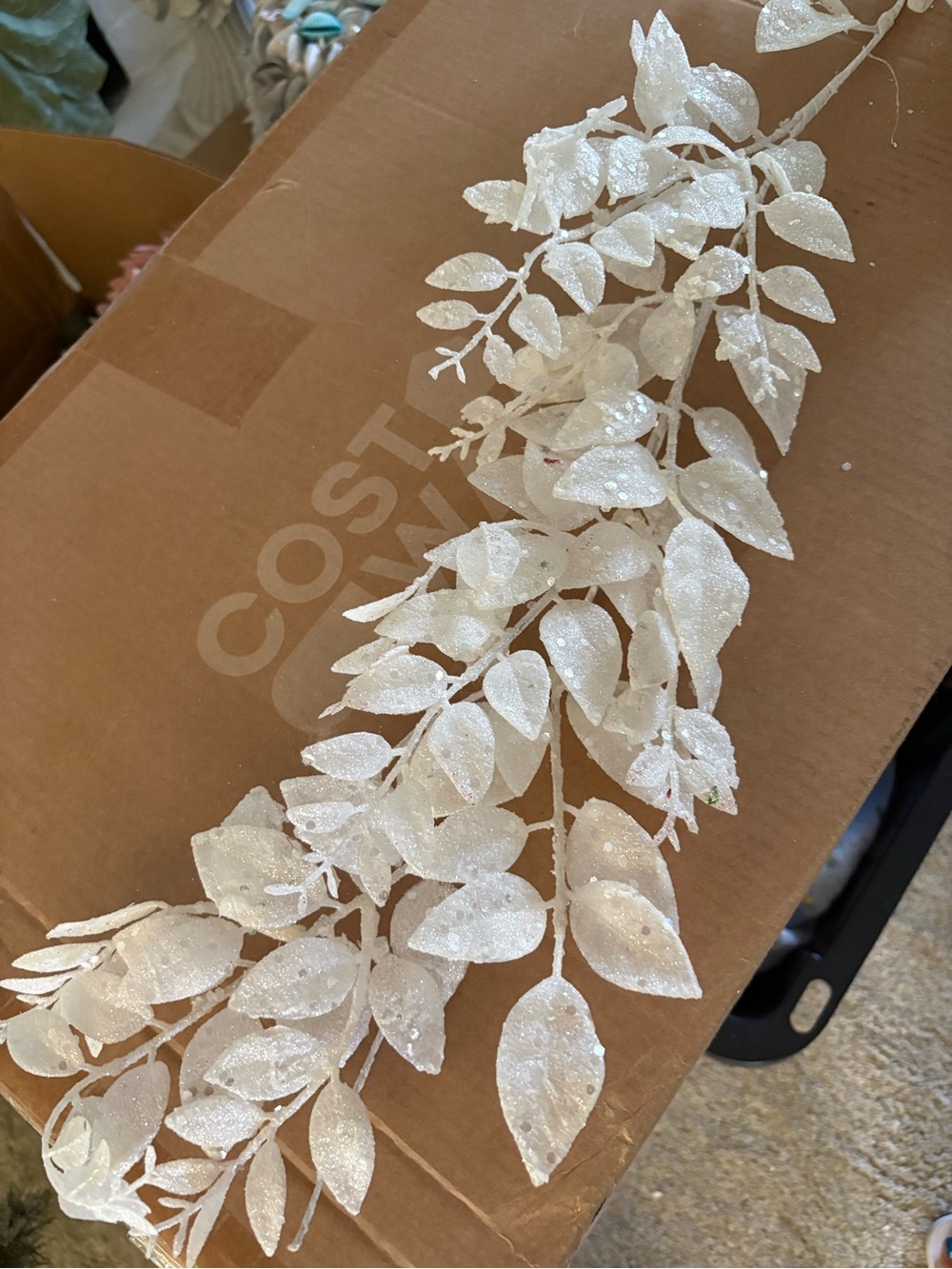 Glitter White Leaf Garland Set- Home Accents - Picture 2 of 3